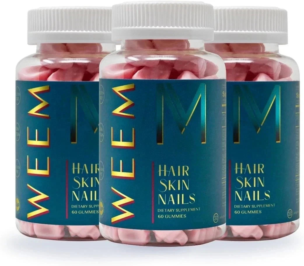 3 Packs WEEM Hair Skin and Nails Gummies, Vegan biotin Vitamins, Healthy Hair