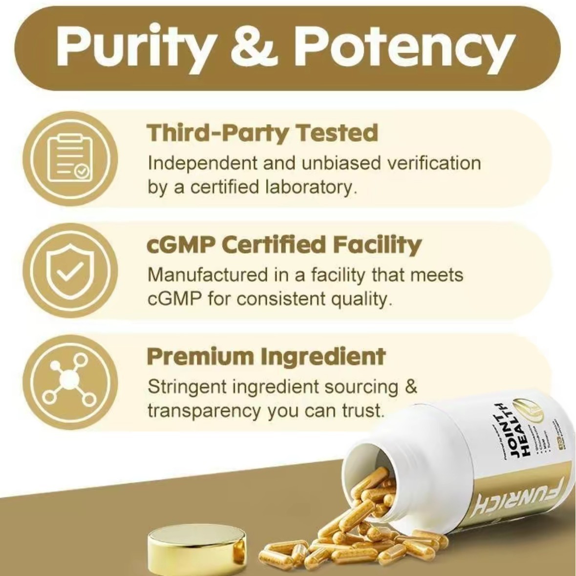 FUNRICH Joint Health Formula-120 Capsules Glucosamine,Chondroitin,MSM & Turmeric