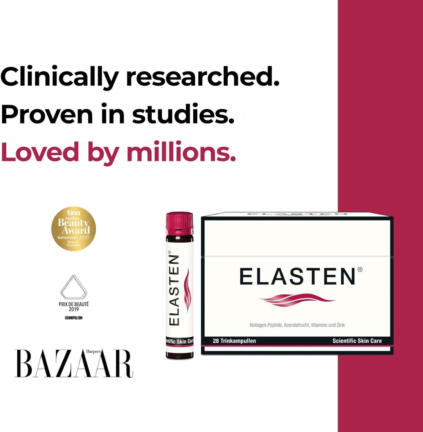 ELASTEN Clinically Tested Collagen Complex for Radiant Skin from Within – Red…