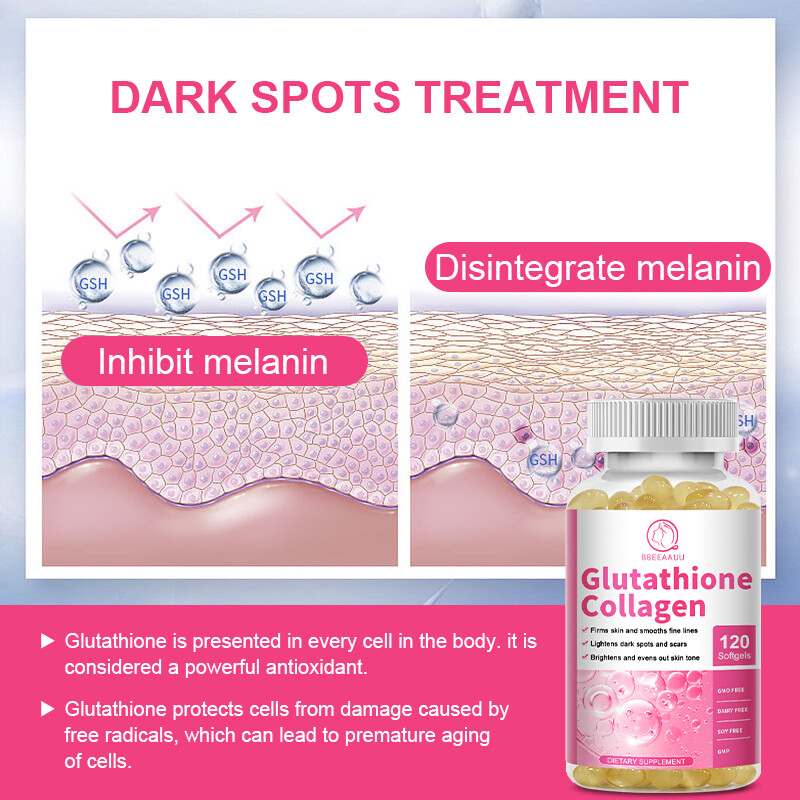Glutathione Collagen Skin Whitening Pills Anti Aging Strengthen Bones 120 Pcs