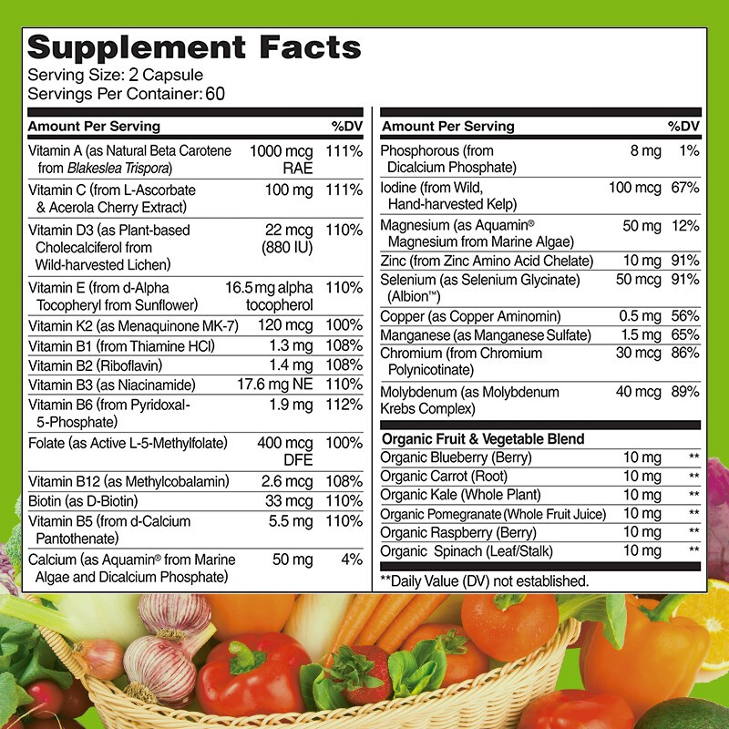 Unisex Multivitamin Capsules- Daily Immune Support with Vitamins & Minerals