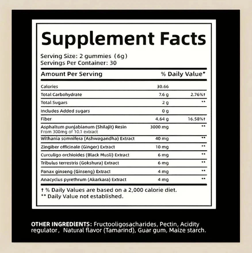 Pure Himalayan Shilajit Gold Gummies 3000mg With Ashwagandha Gokshura