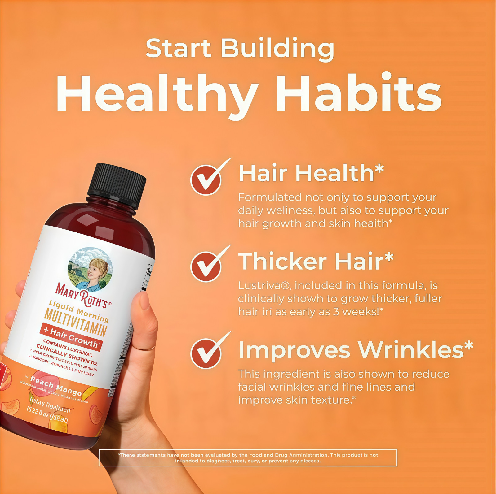 Mary Ruth’s Multivitamin + Hair Growth brand… 3 Pack | Peach Mango 15.22 oz |