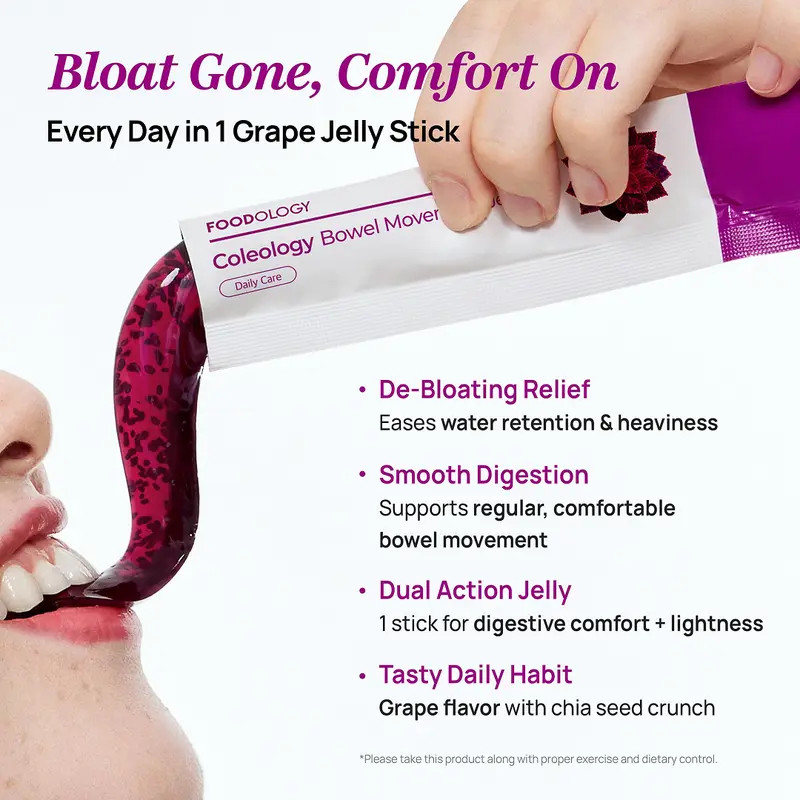 FOODOLOGY Coleology Grape Prune Jelly Prebiotic Fiber Supplement Gentle New