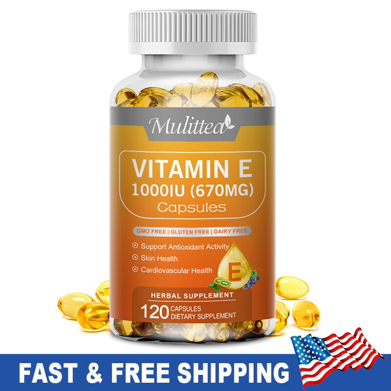 Vitamin E Oil 120 Softgels | Vit E Capsules for Hair Skin Nail Face Health Vegan