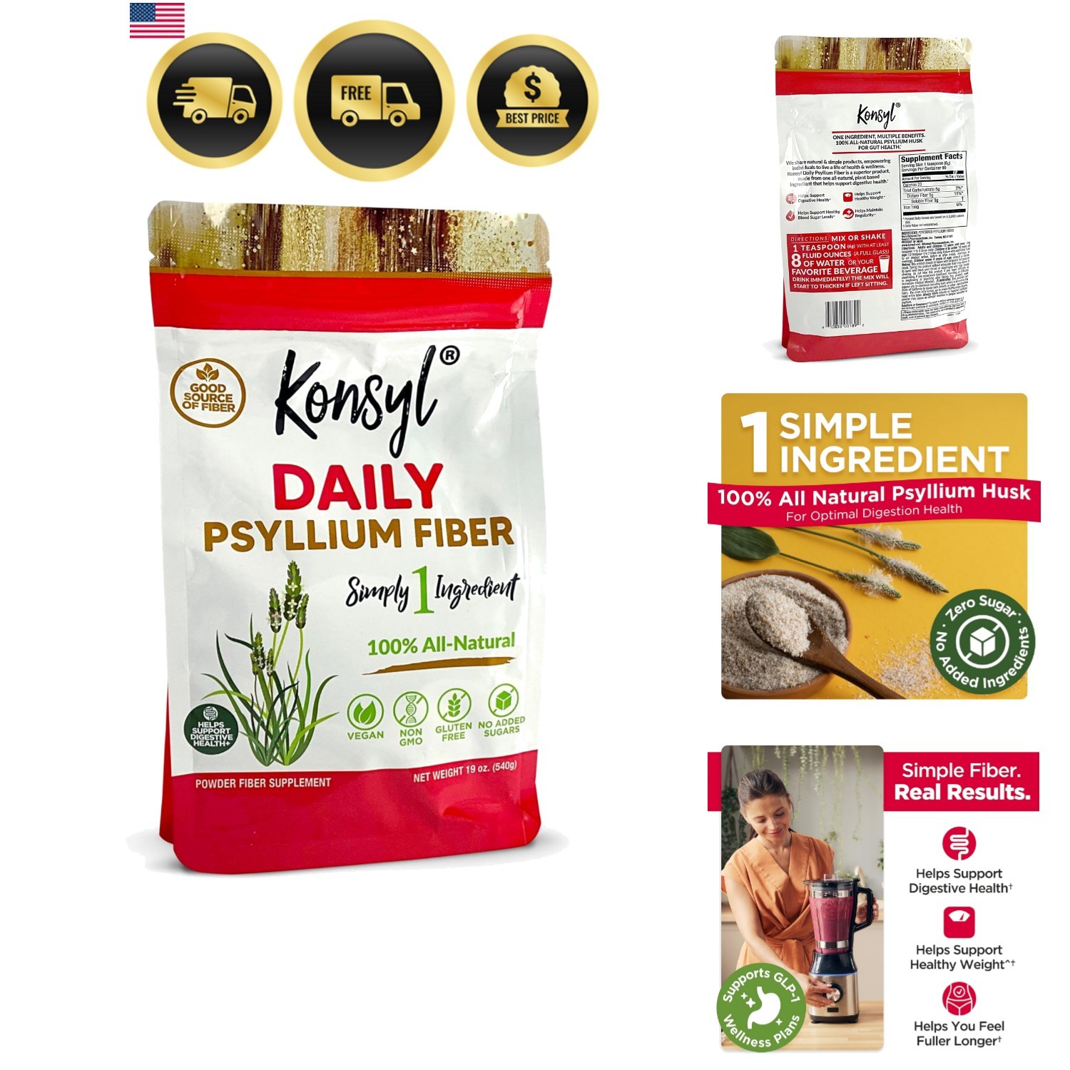 Daily Psyllium Fiber Powder | 100% All-Natural Psyllium Husk for Gut & Digest…