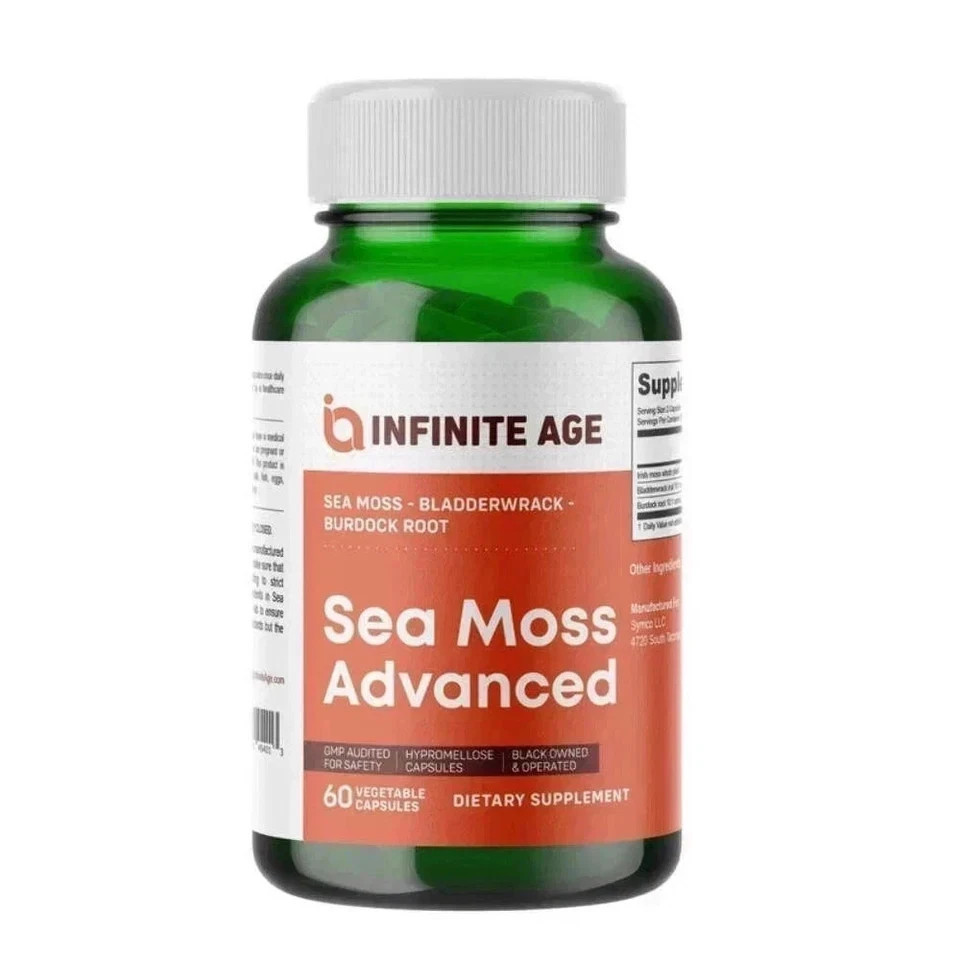 INFINITE AGE 1250mg Sea Moss Advanced Superfood, High-Potency, Vegan – 60 Count