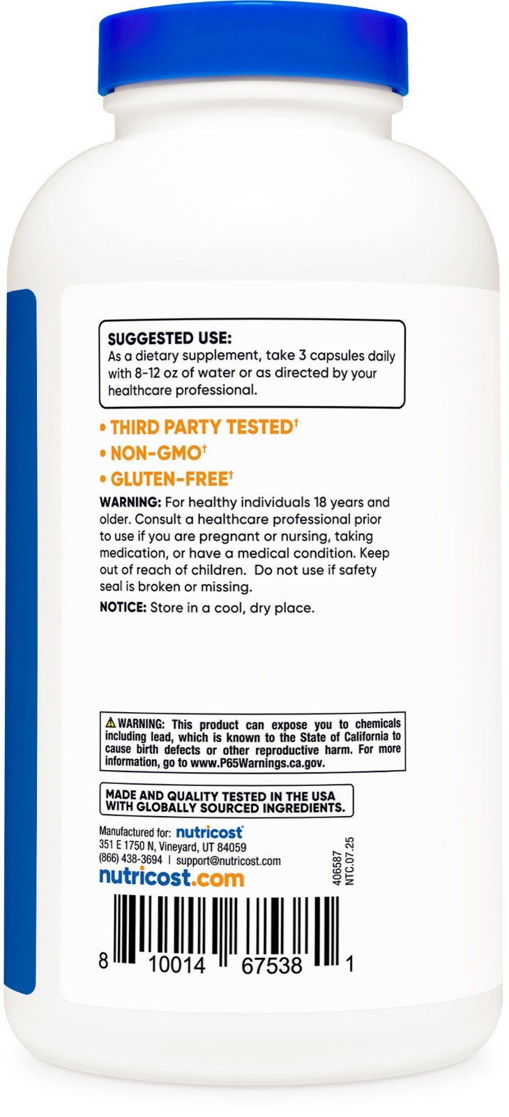 Nutricost Psyllium Husk 1500mg Per Serving, 500 Capsules – Non-GMO & Gluten Free