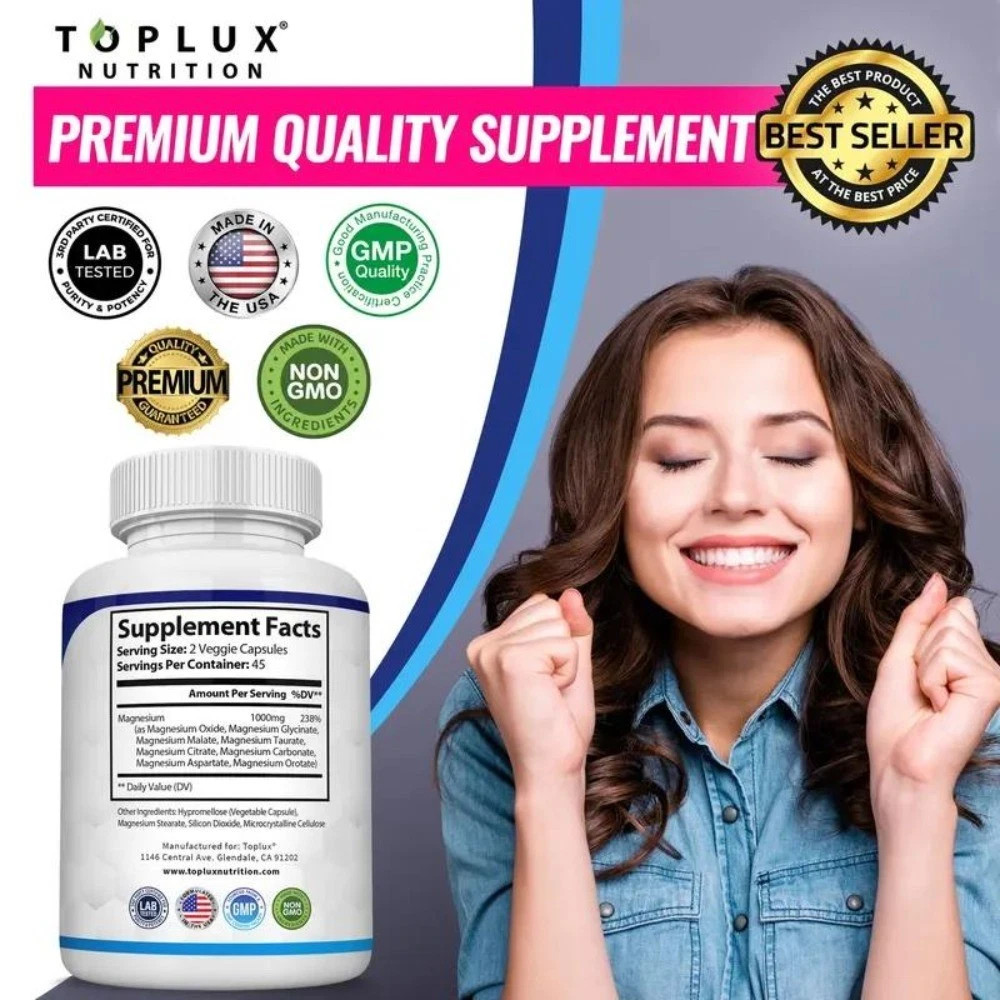 2bottles of magnesium complex 8essential magnesium supplements for fast delivery