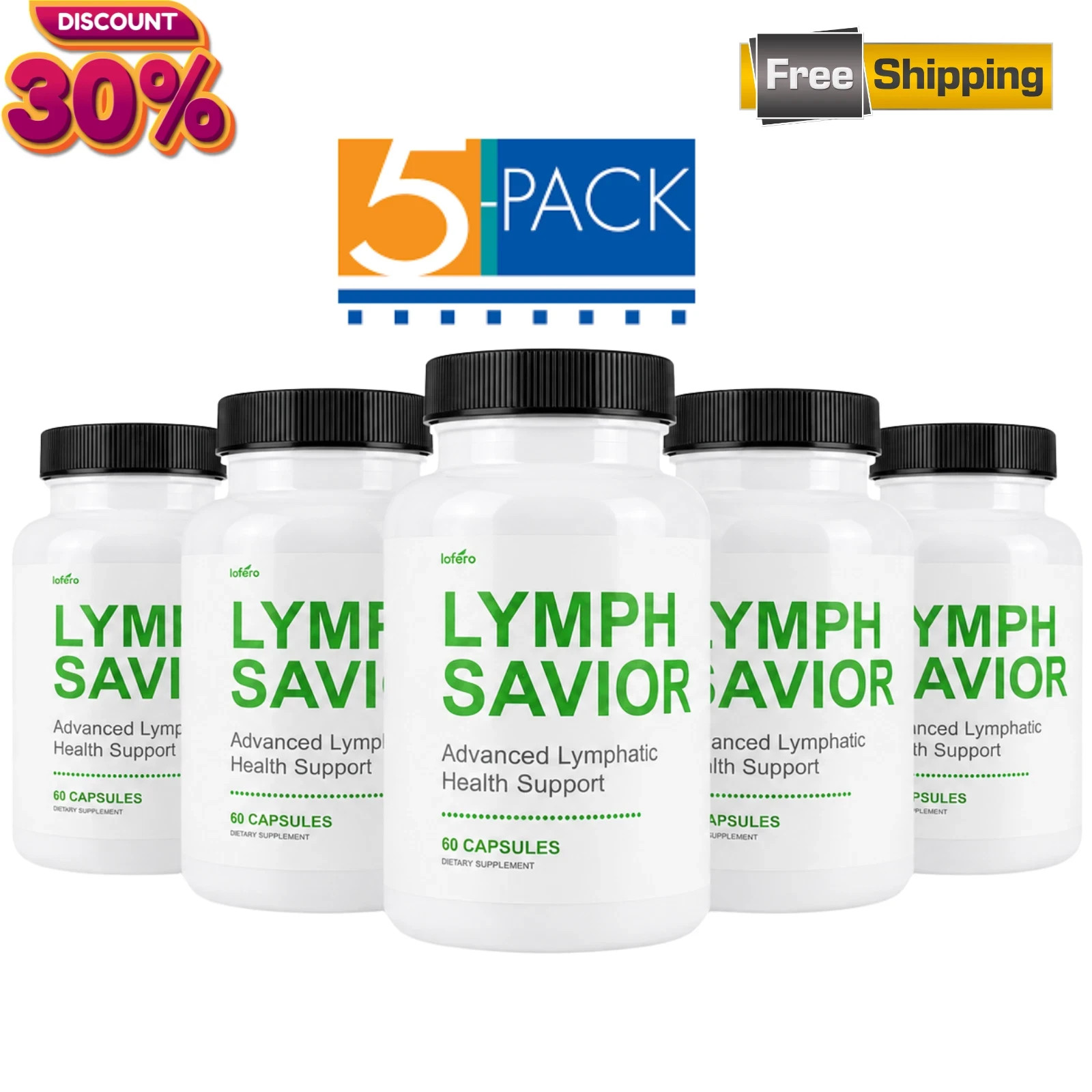 Lymph Savior Advanced Lymphatic Health Support Dietary Supplement 60 Capsule 5pc