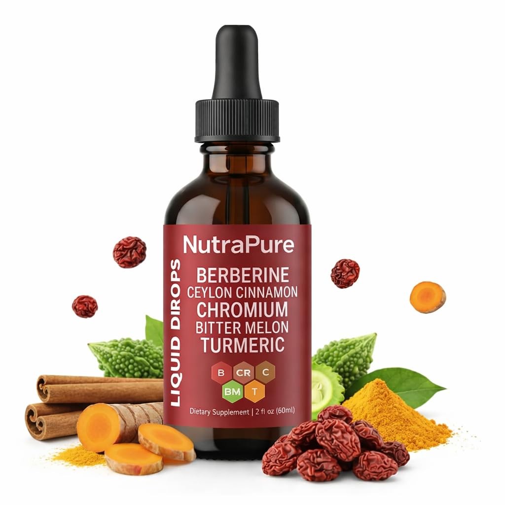 NutraPure Berberine Drops, Pure Berberine Drops with Ceylon Cinnamon, Chromium