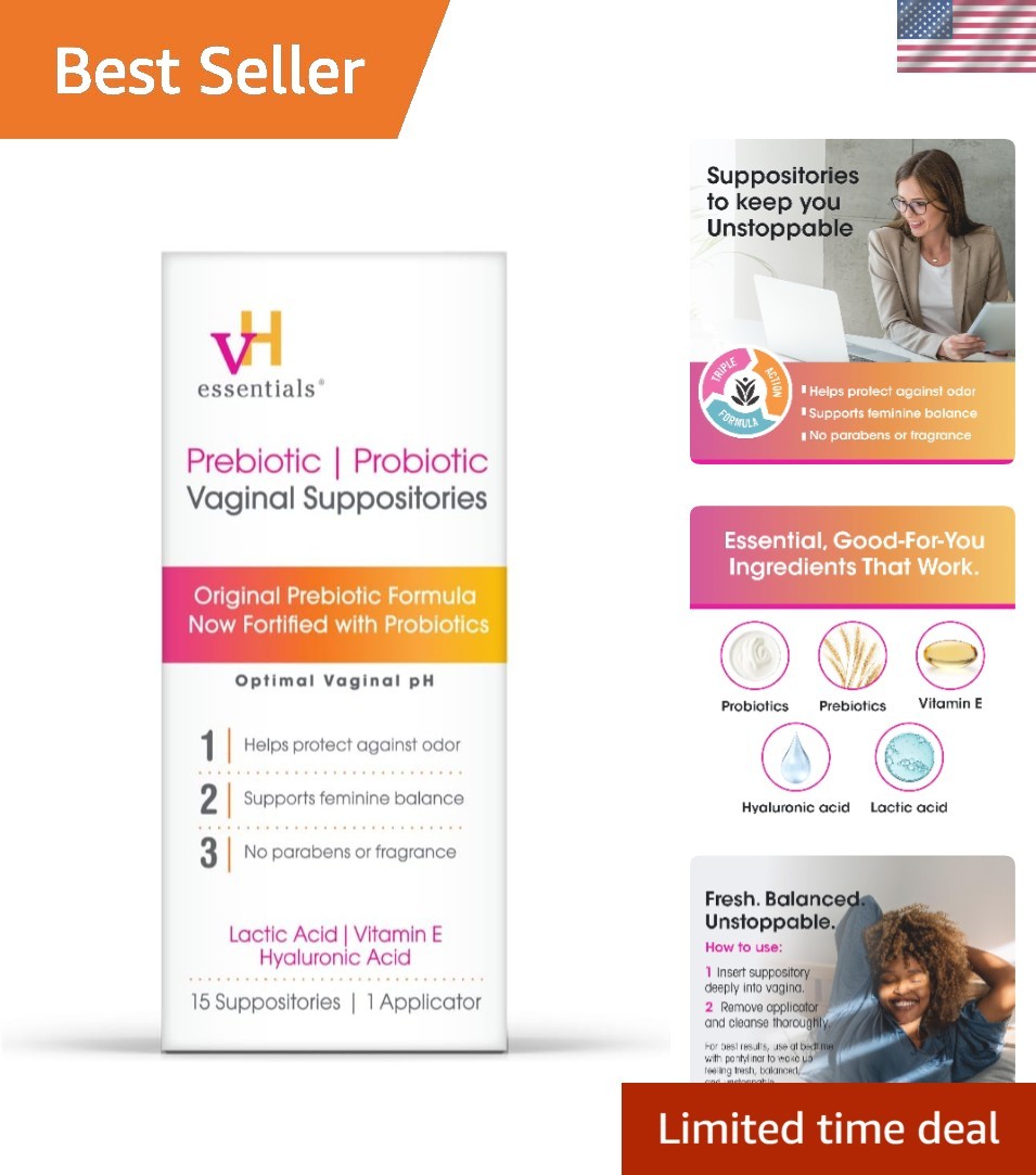 Natural Prebiotic Vaginal Suppositories – Freshness and pH Balance, 15 Count