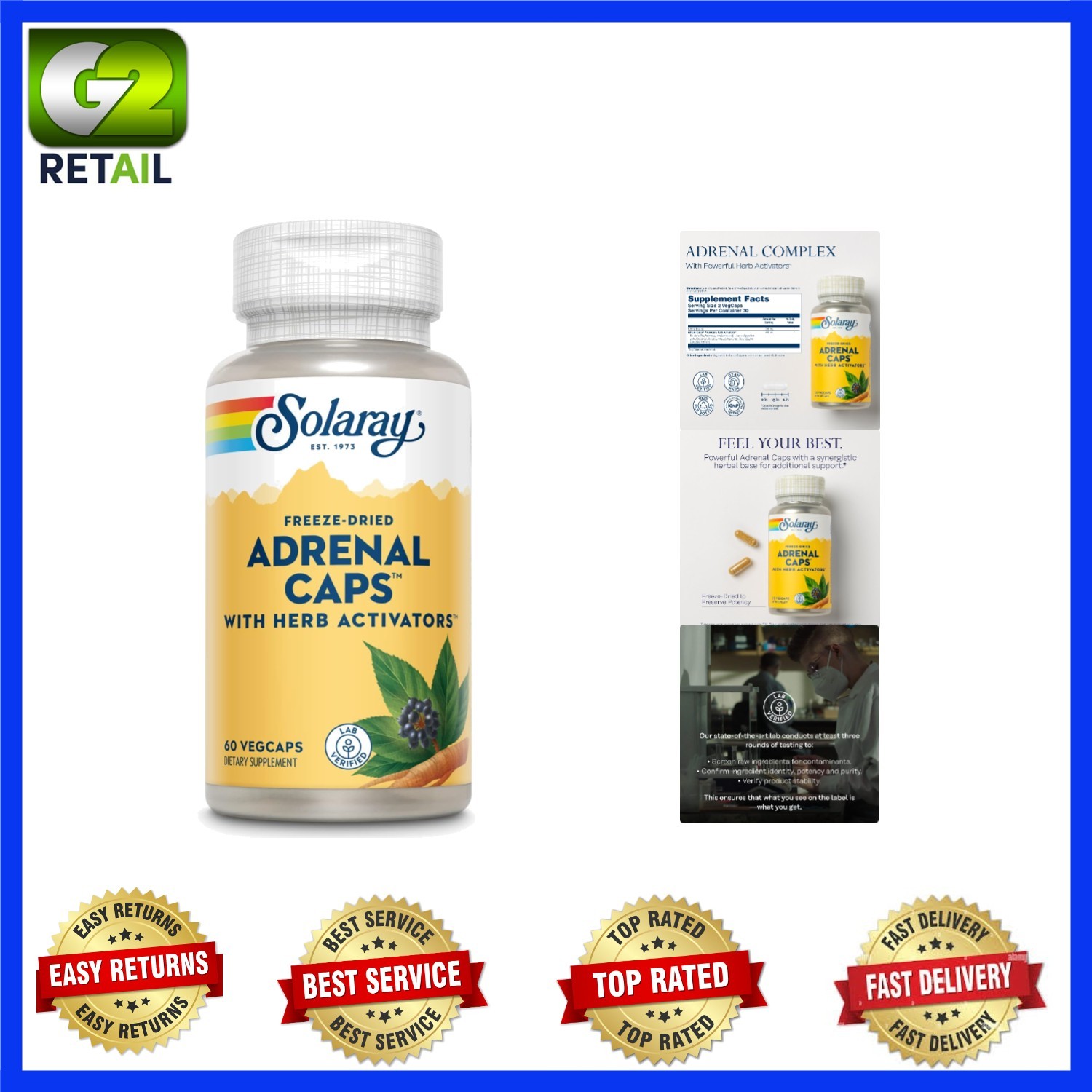 Wellness Boost Adrenal Cocktail – Lab-Verified, 60 VegCaps for Energy Management