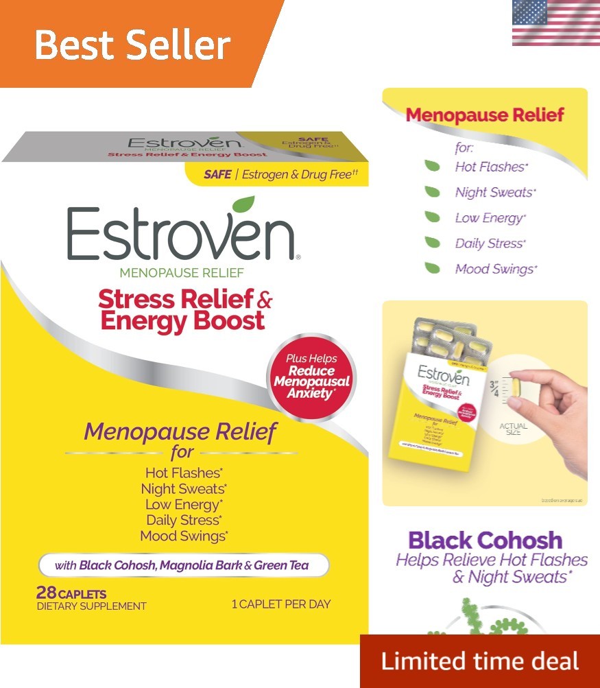 Stress Relief & Energy Boost for Menopause Relief – 28 Ct. – Clinically Prove…