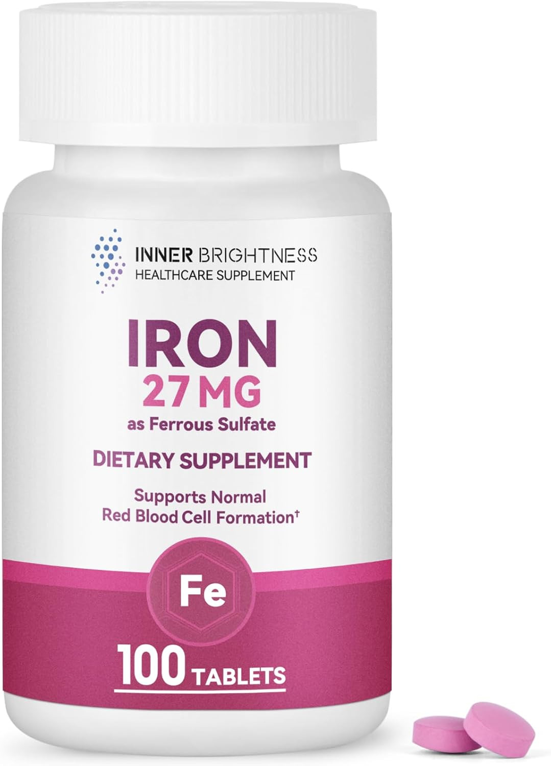 Iron Supplement 27mg for Women Gentle on Stomach 100 Tablets