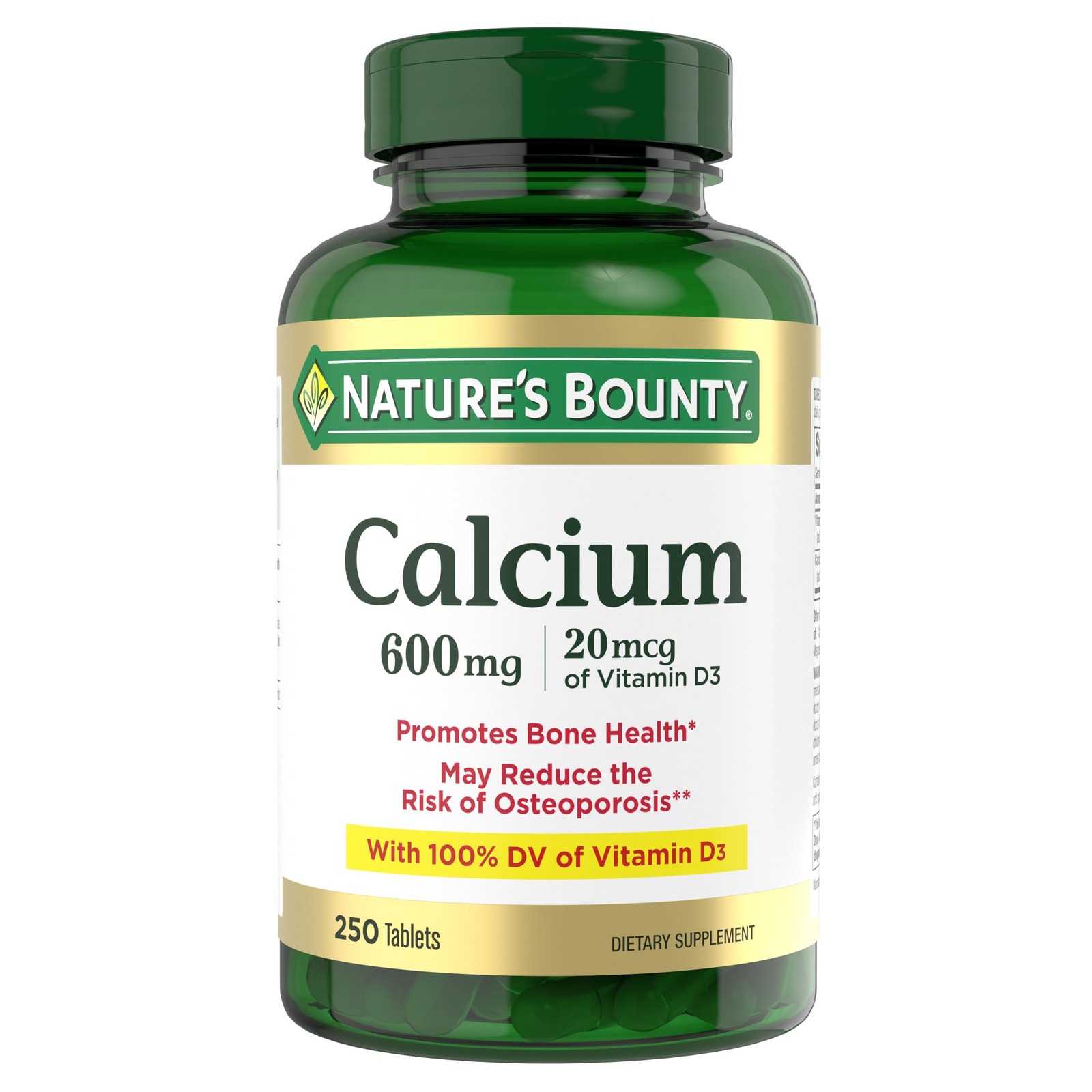 Nature’s Bounty Calcium Carbonate & Vitamin D, 250 count (Pack of 1), N/a