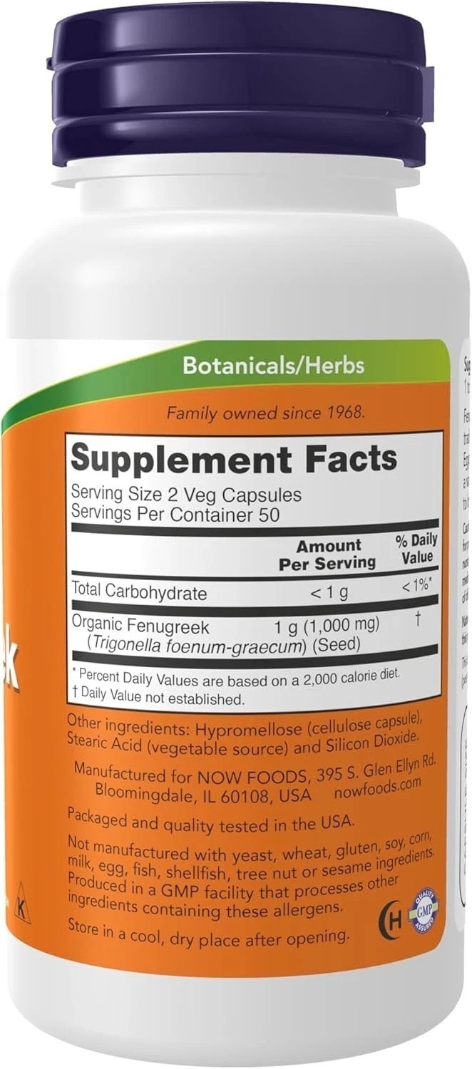 NOW Supplements, Fenugreek (Trigonella foenum-graecum) 500 mg, Herbal Supplement