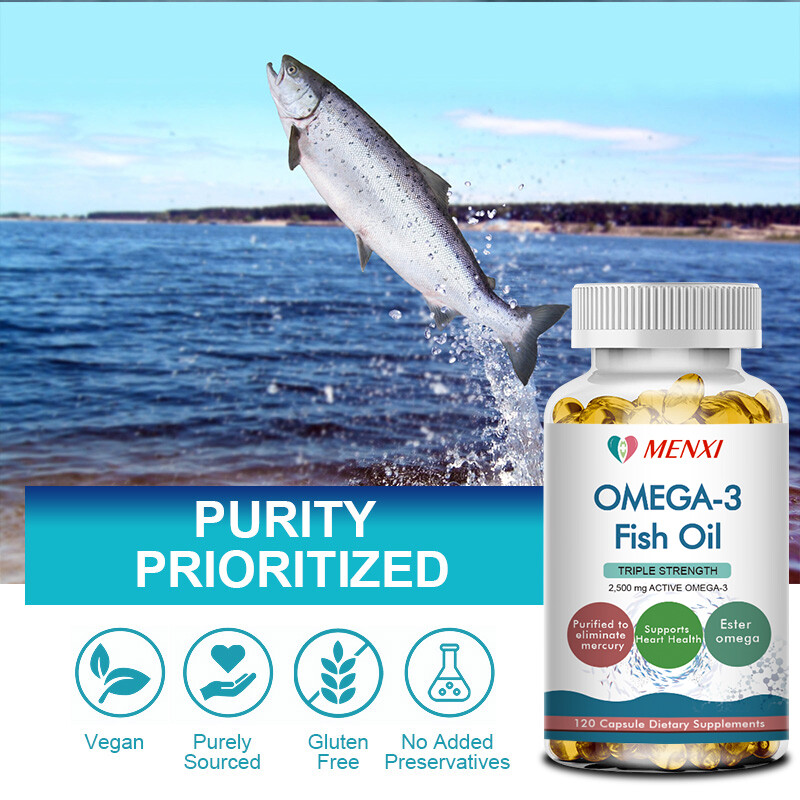 120pcs Omega 3 6 9 Capsules Fish Oil 2500mg High Strength EPA DHA Flaxseed Pills