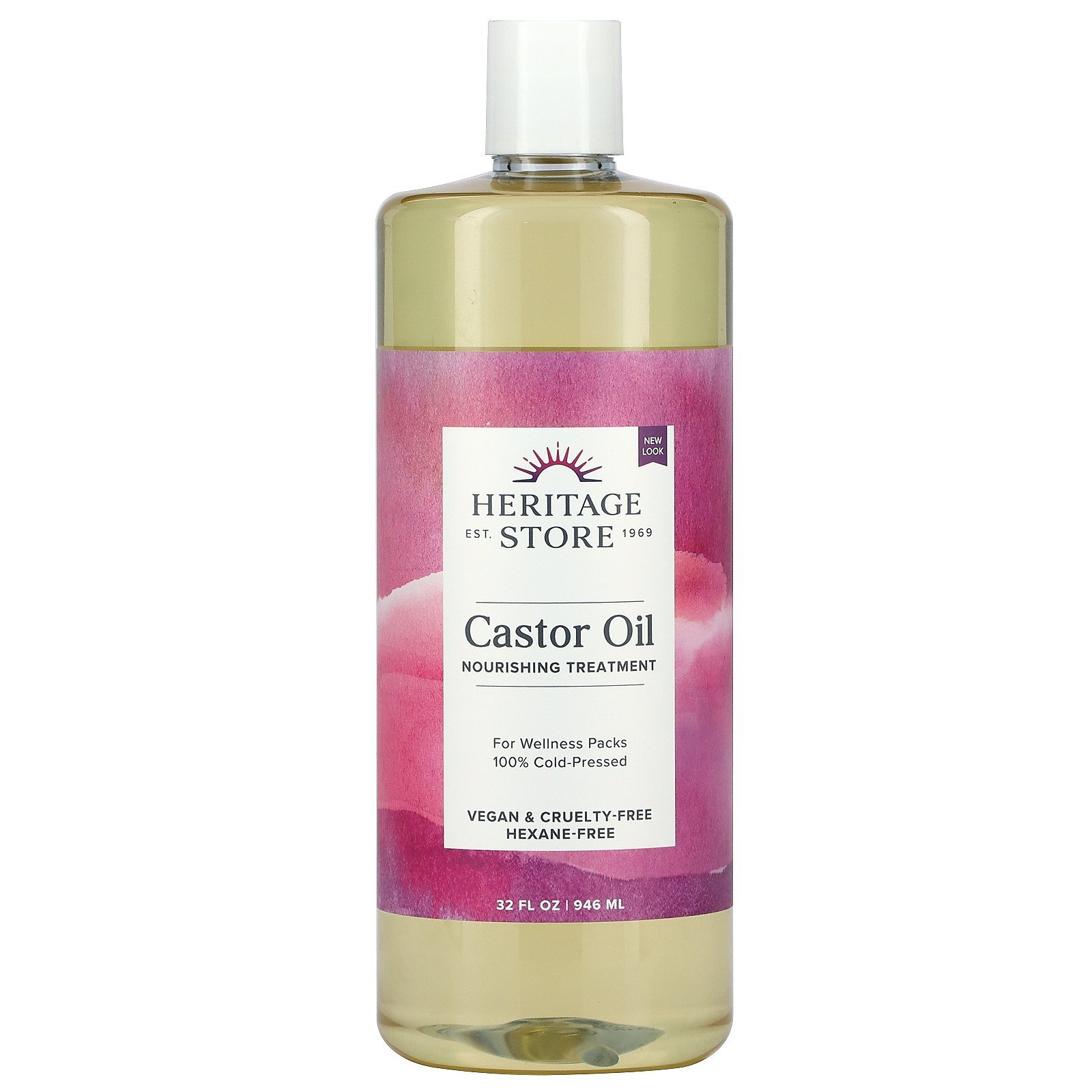 Heritage Store Castor Oil 32 fl oz 960 ml Cruelty-Free, EcoFriendly, Hexane-Free