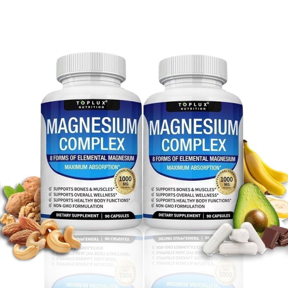 Toplux Nutrition Magnesium Complex 1000mg 8 Elemental Magnesium – 1/2/3 Bottles