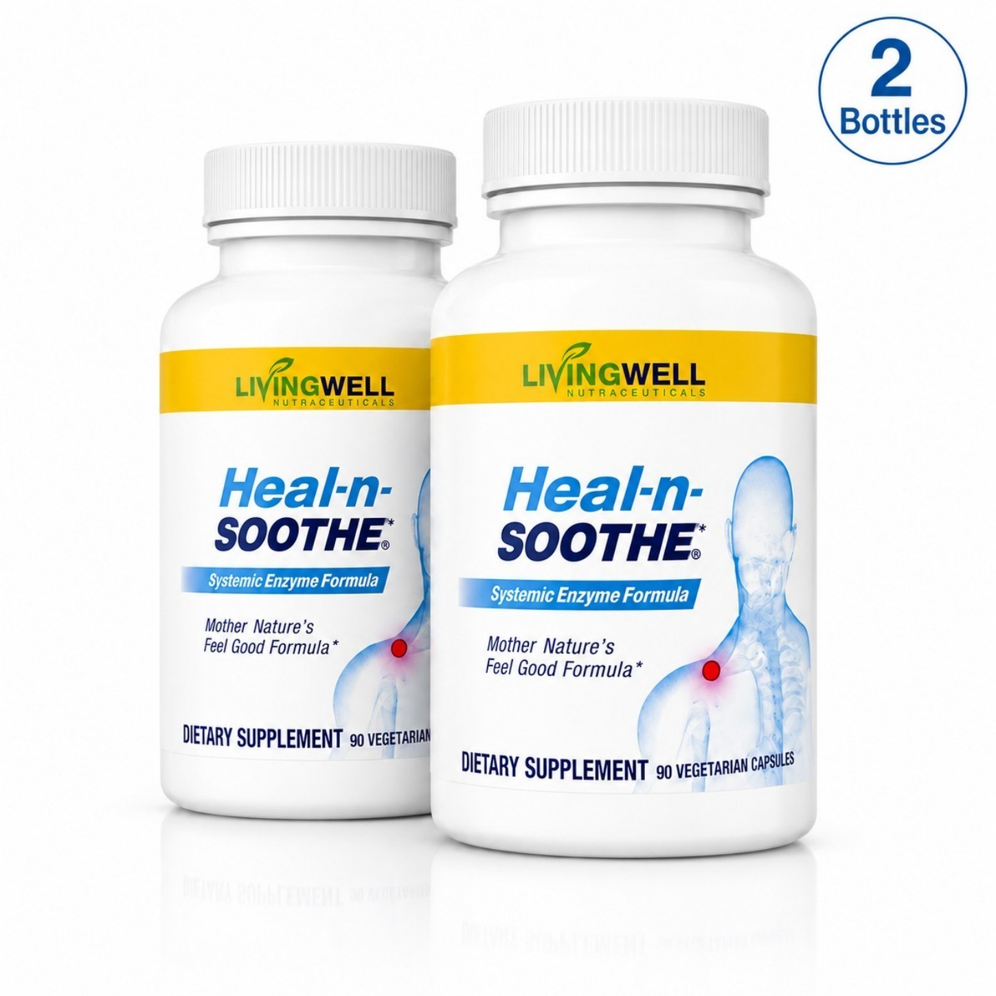 LivingWell Heal n Soothe Enzyme Joint Support 90 Caps 2 Bottles EXP 05/2027