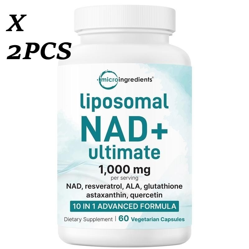 2 BOTTLES- NAD+ Supplement Glutathione, Resveratrol, Astaxanthin–10-in-1 Formula