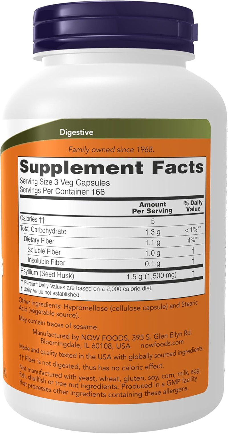 Supplements, Psyllium Husk Caps 500 Mg, Non-Gmo Project Verified, Natural Sol…
