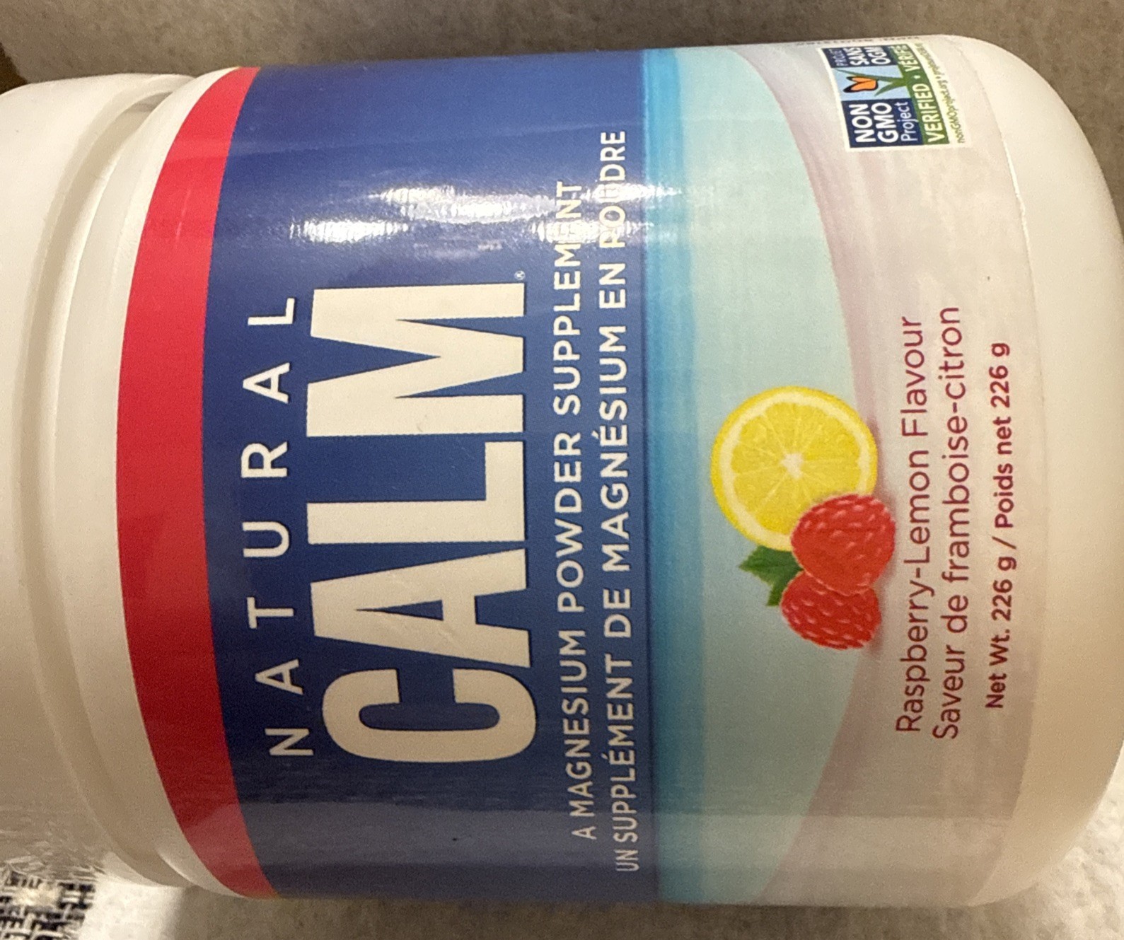 Natural Calm Magnesium Powder Supplements 8 oz, RASPBERRY/LEMON Exp. 02/2028New