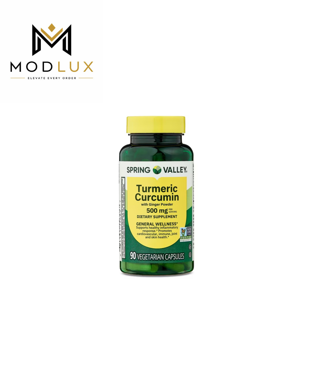 Spring Valley Turmeric Curcumin 500mg with Ginger Capsules 90 Count Wellness