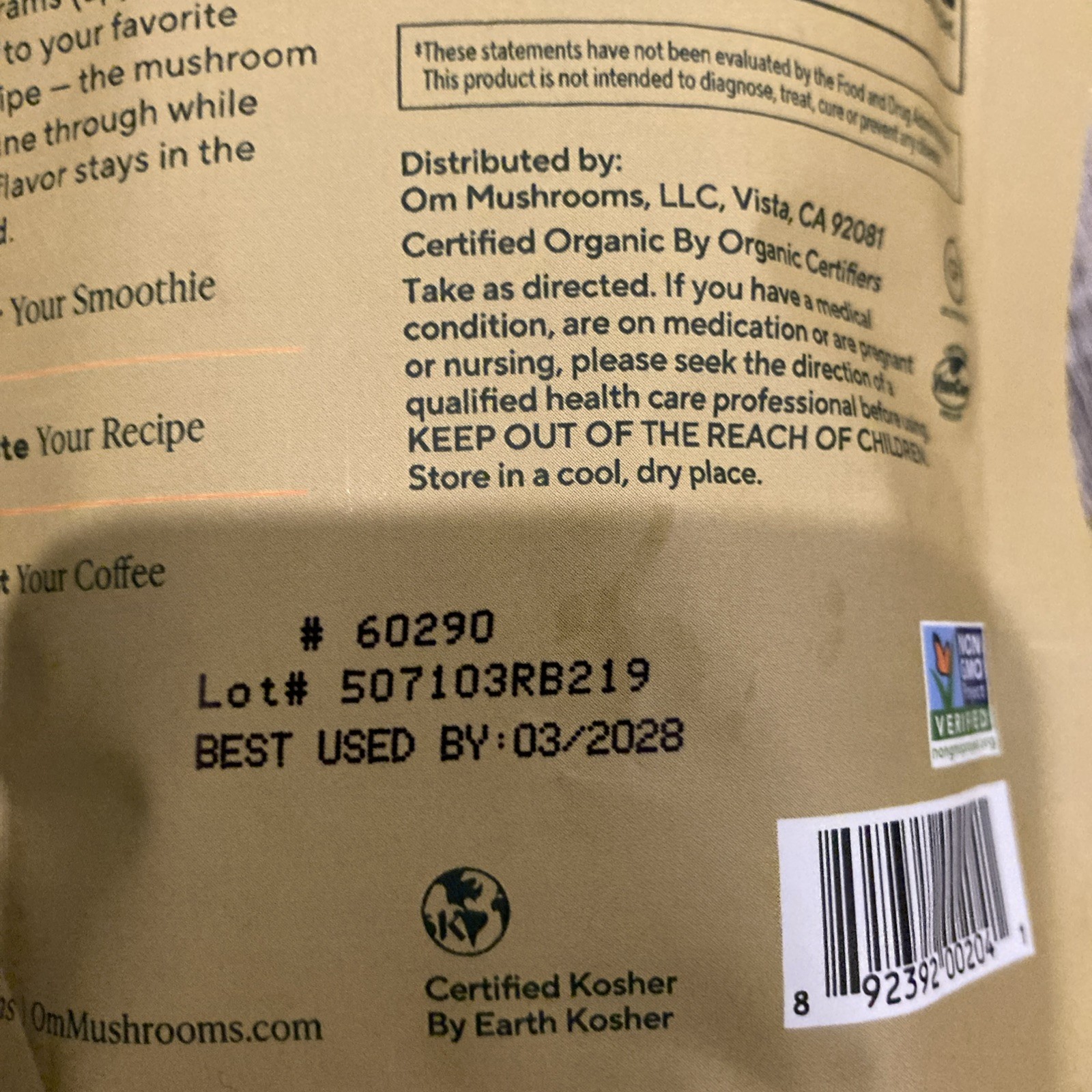 OM Mushroom Superfood Turkey Tail Certified Organic Mushroom Powder 100 grams