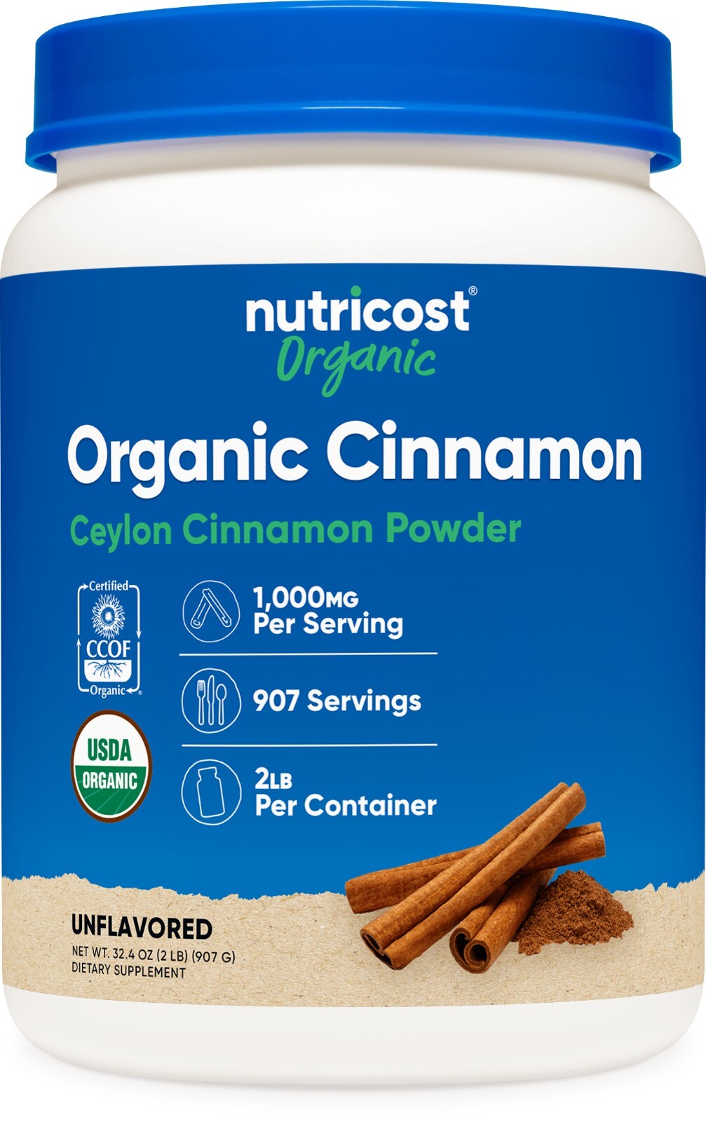 Nutricost Organic Ceylon Cinnamon Powder (2 pounds) – Vegan, Gluten-Free