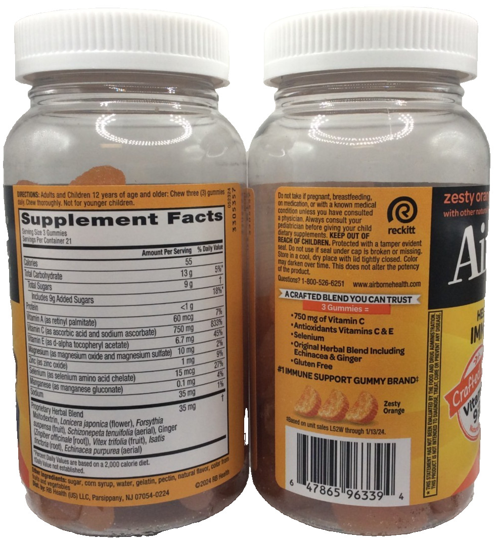 Airborne Immune Support Zesty Orange All-in-One Product Gummy, 126 Gummies