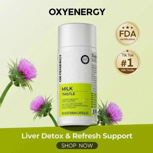 Oxyenergy Milk Thistle Liver Detox & Colon Cleanse –Liver Health Support Formula
