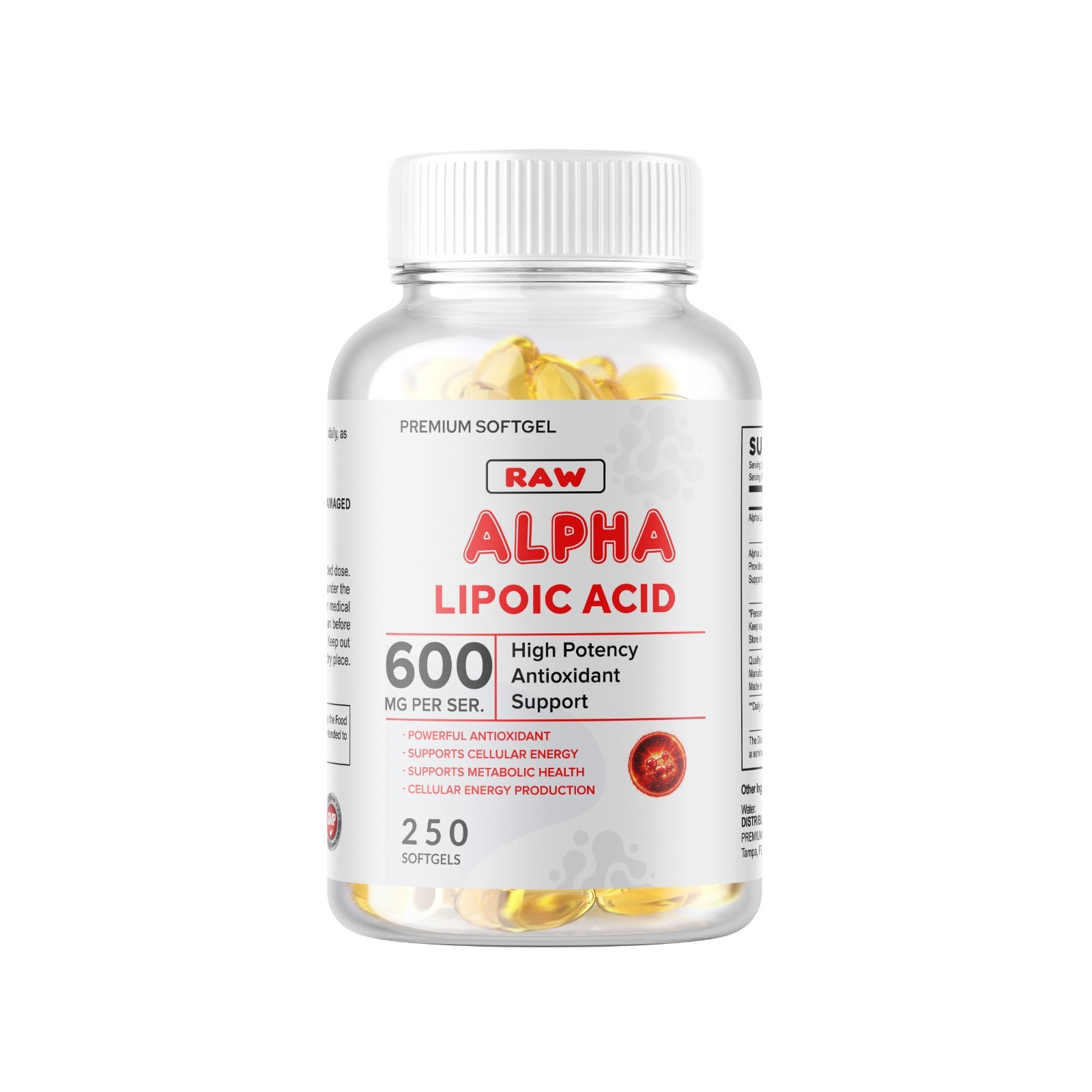 Alpha Lipoic Acid 600mg 250 Softgel with Biotin Optimizer