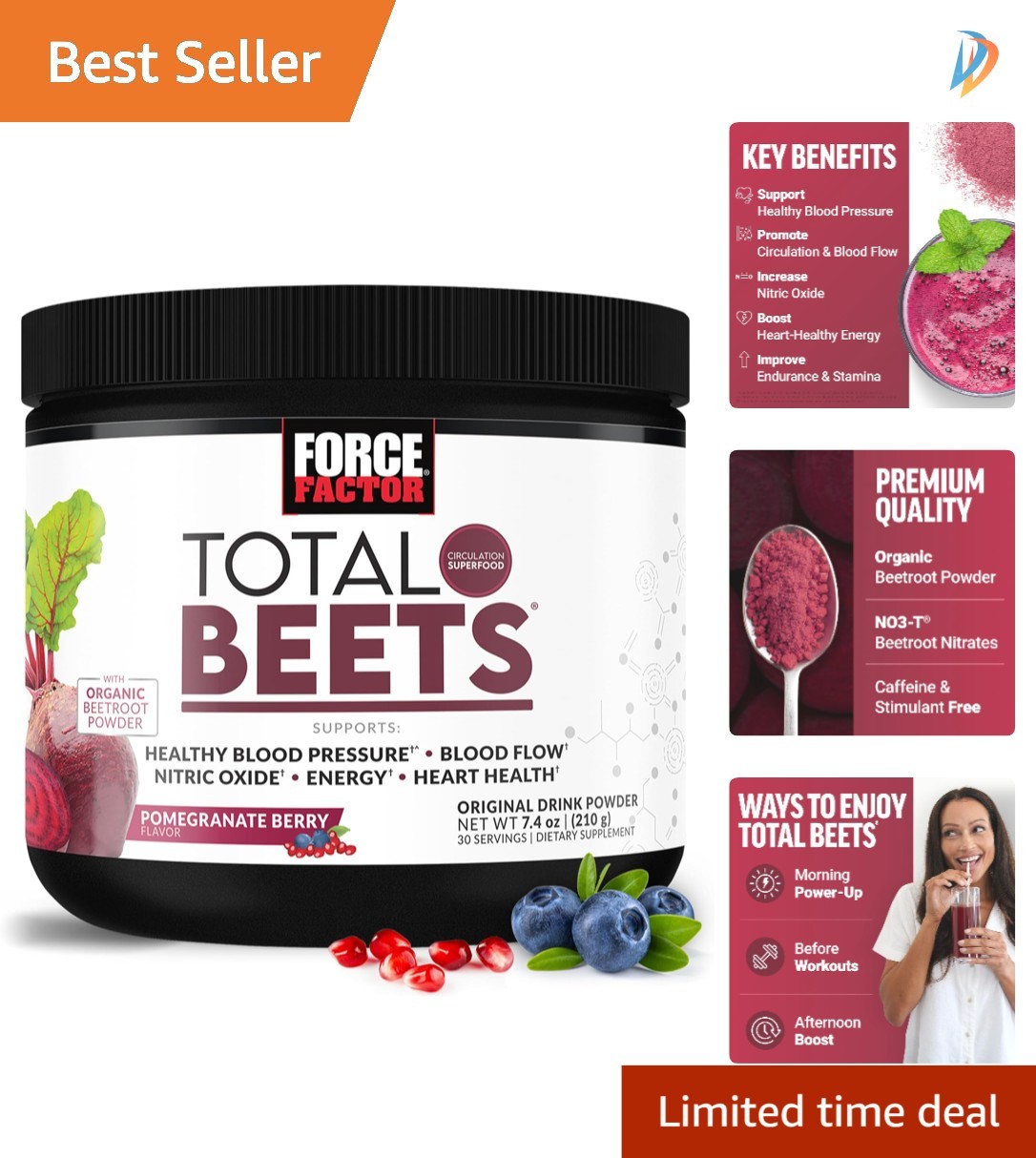 Heart Healthy Total Beets Powder – Boost Energy & Circulation, 30 Servings