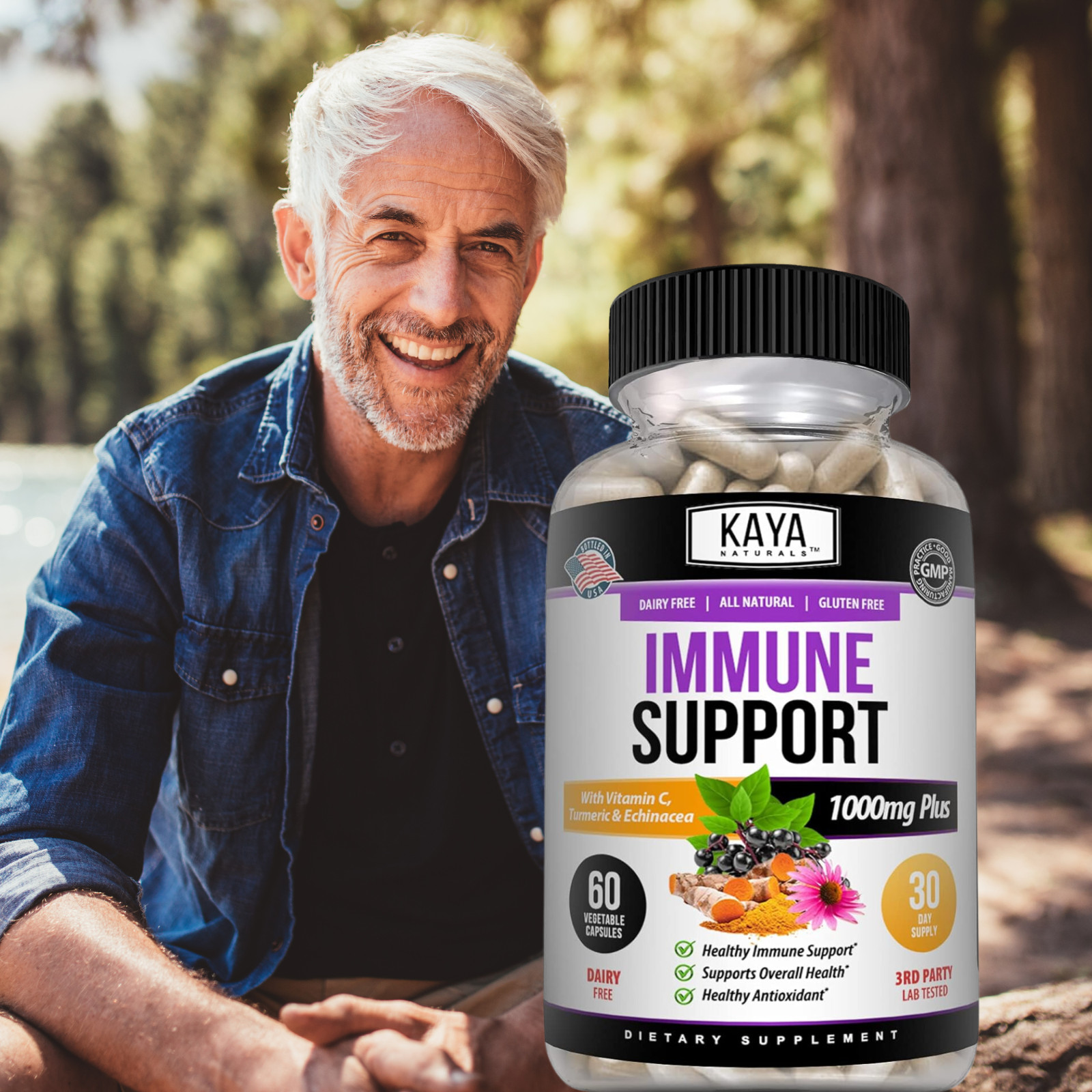 (2 Pack) Immune System Booster, Elderberry, Zinc, Probiotics, Echinacea, Garlic