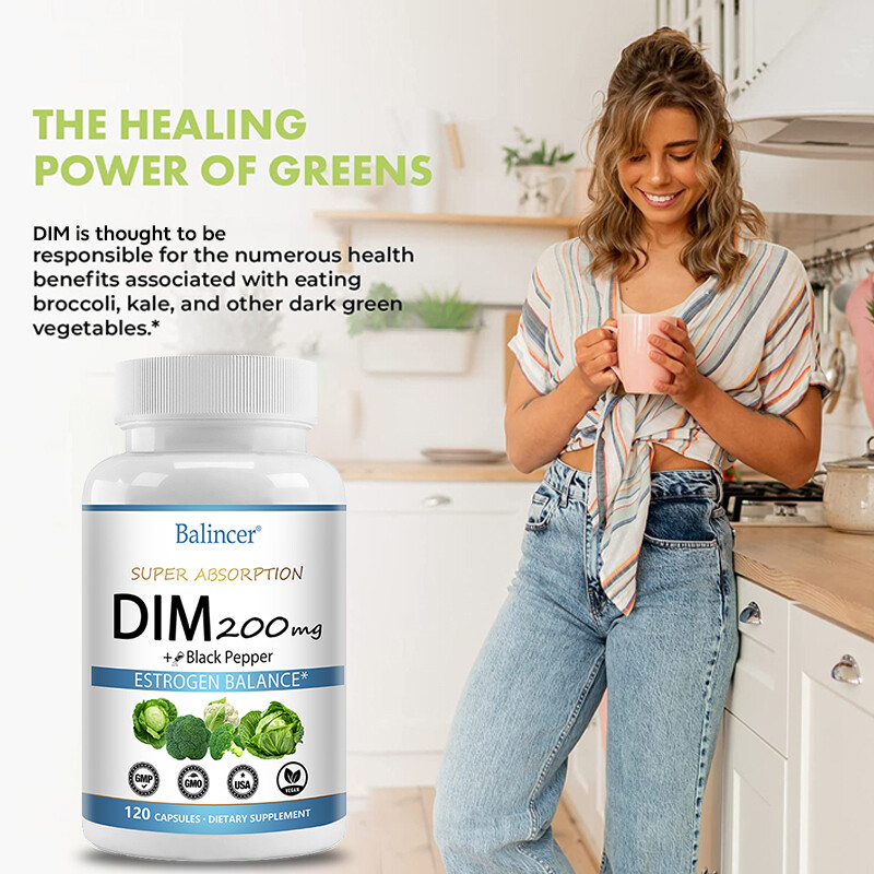 DIM (Diindolylmethane) 200 mg with BioPerine, Estrogen Balance, 30-120 Tablets