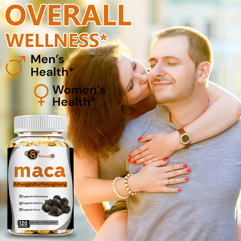 Organic Maca Root + Panax Ginseng 12000mg, Peruvian Maca Extract for Men & Women