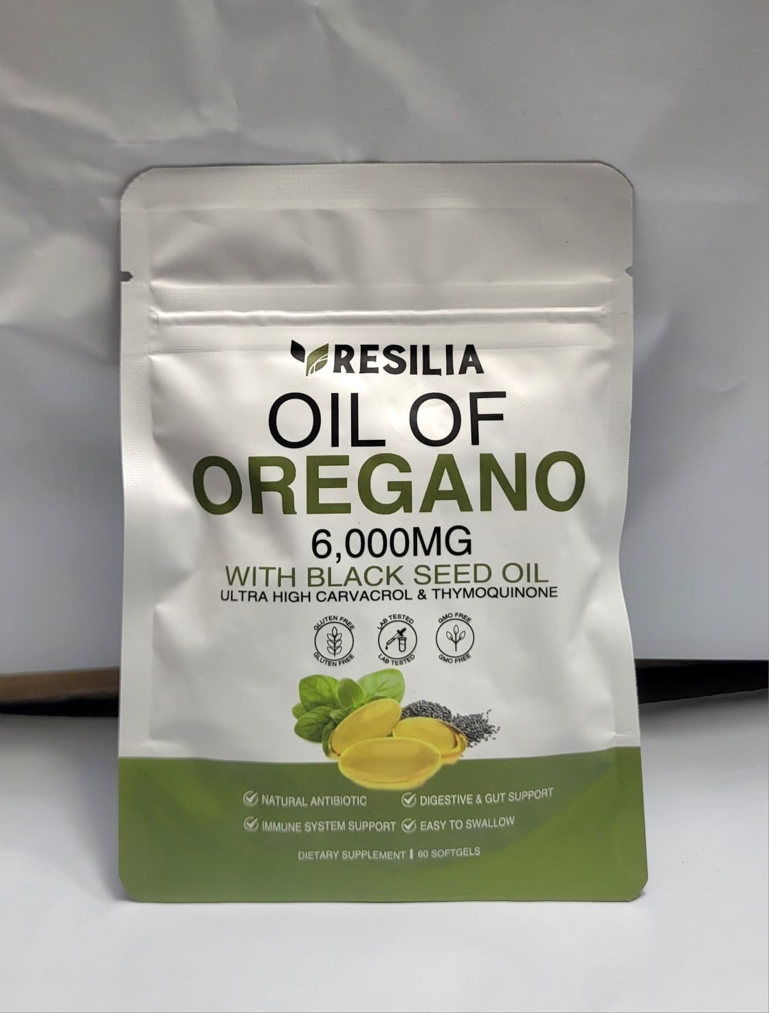 Resilia Oil of Oregano 6000mg with Black Seed Oil Softgels – 60 Capsules 1xPk