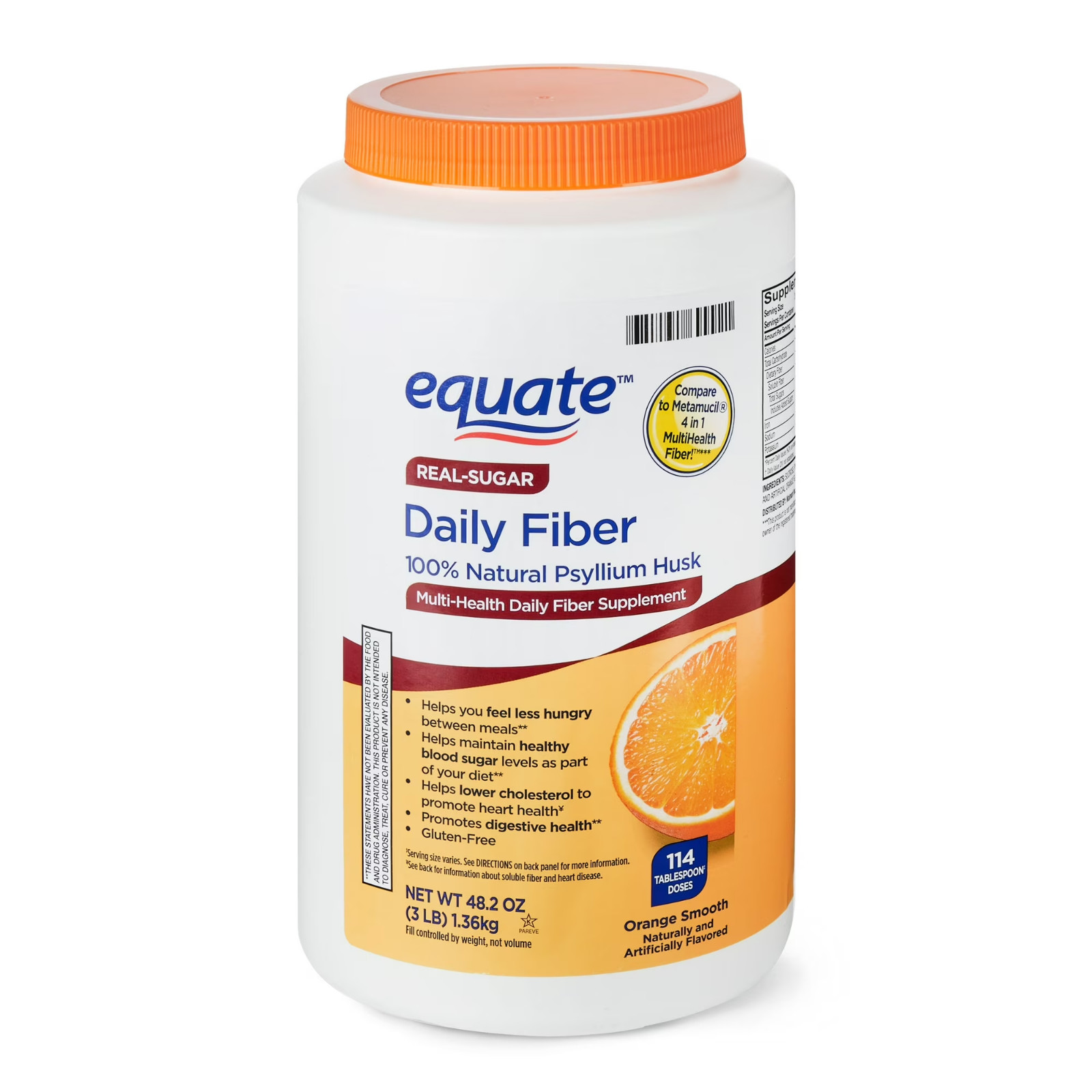 Equate Daily Fiber Orange Smooth Fiber Powder, 48.2 Oz FREE SHIPPING
