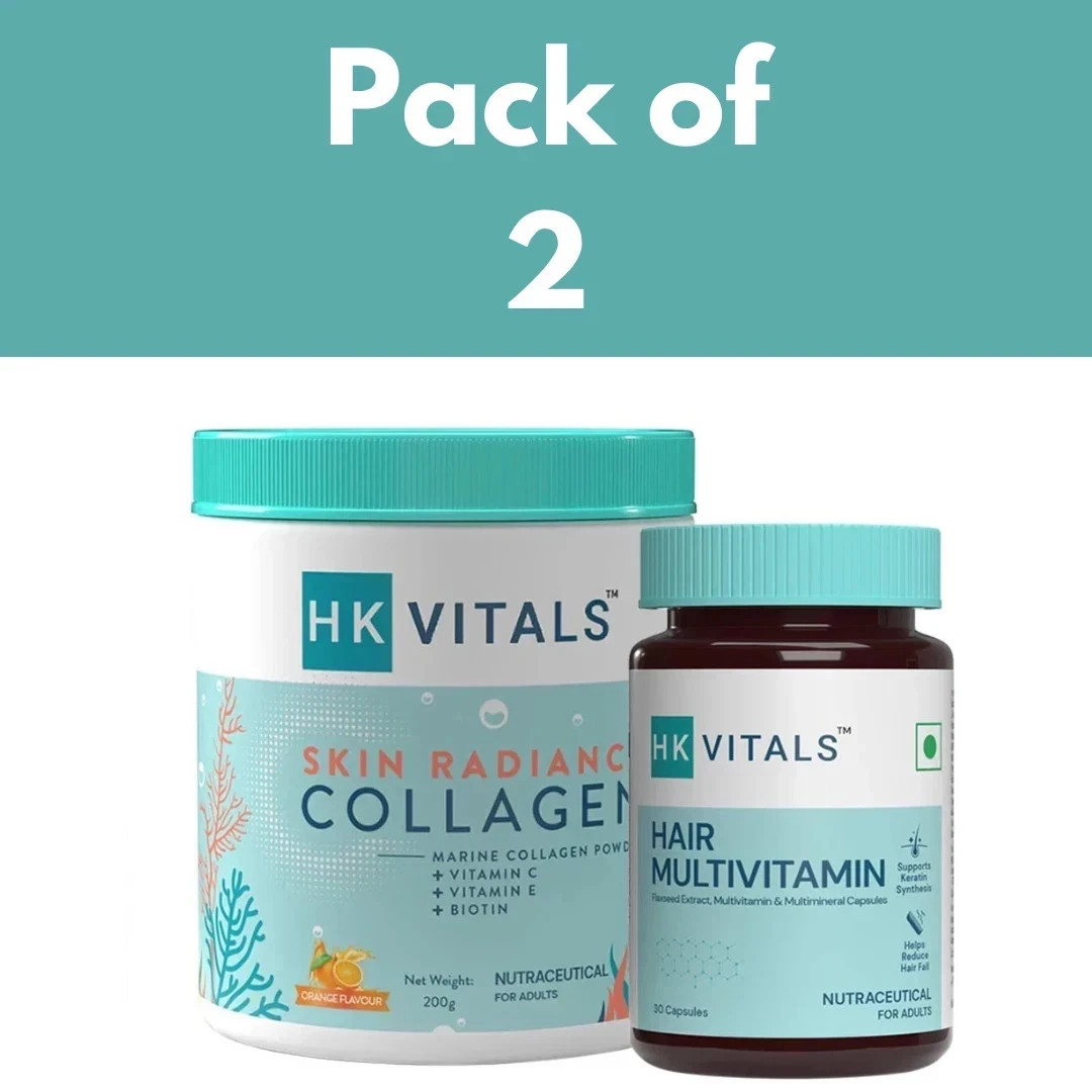 HK Vitals Skin Radiance Collagen Powder 200gm & Hair Multivitamin 30 Cap
