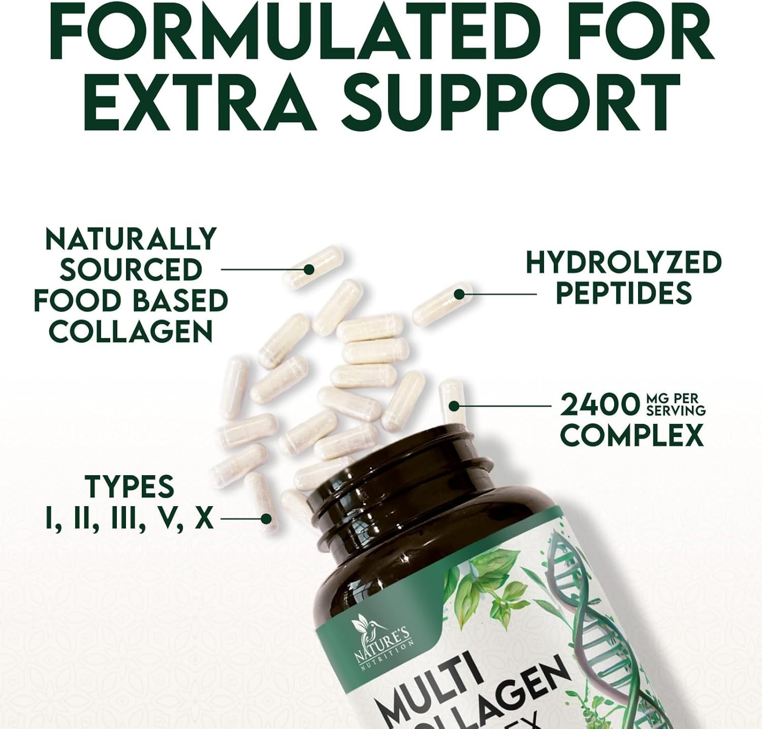 Multi Collagen Pills – Hydrolyzed Peptides 120 Count (Pack of 1)