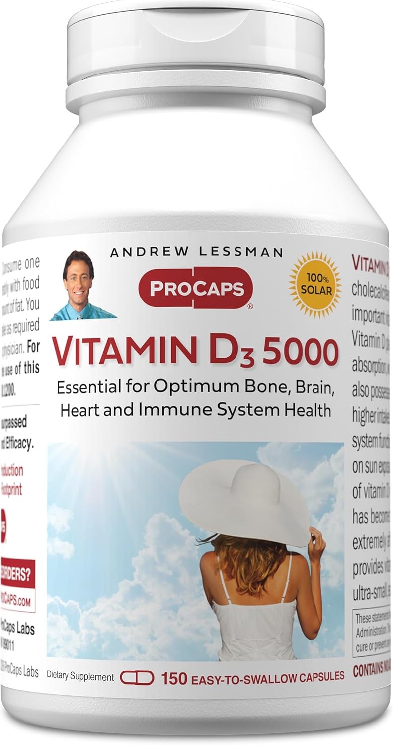 Andrew Lessman Vitamin D3 5000 IU 150 Capsules – High Potency, Essential for Cal
