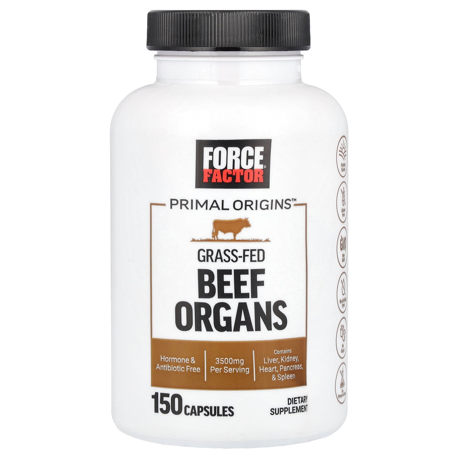 Primal Origins™, Grass-Fed Beef Organs, 3,500 mg, 150 Capsules (700 mg Per