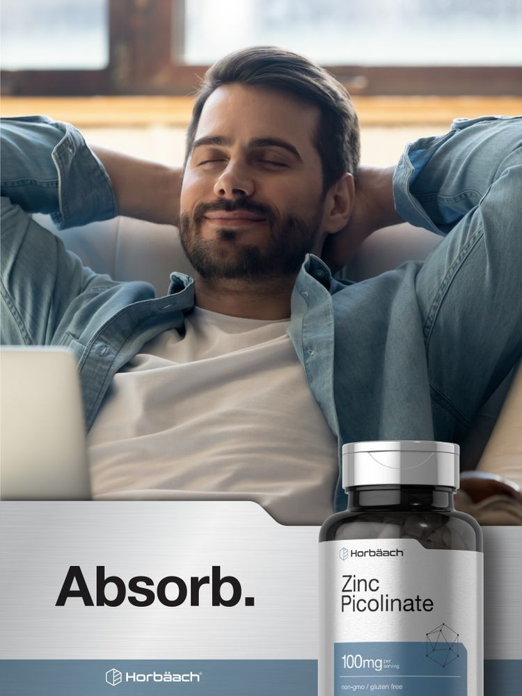 Zinc Picolinate 100mg | 180 Capsules | High Potency, Non-GMO | by Horbaach