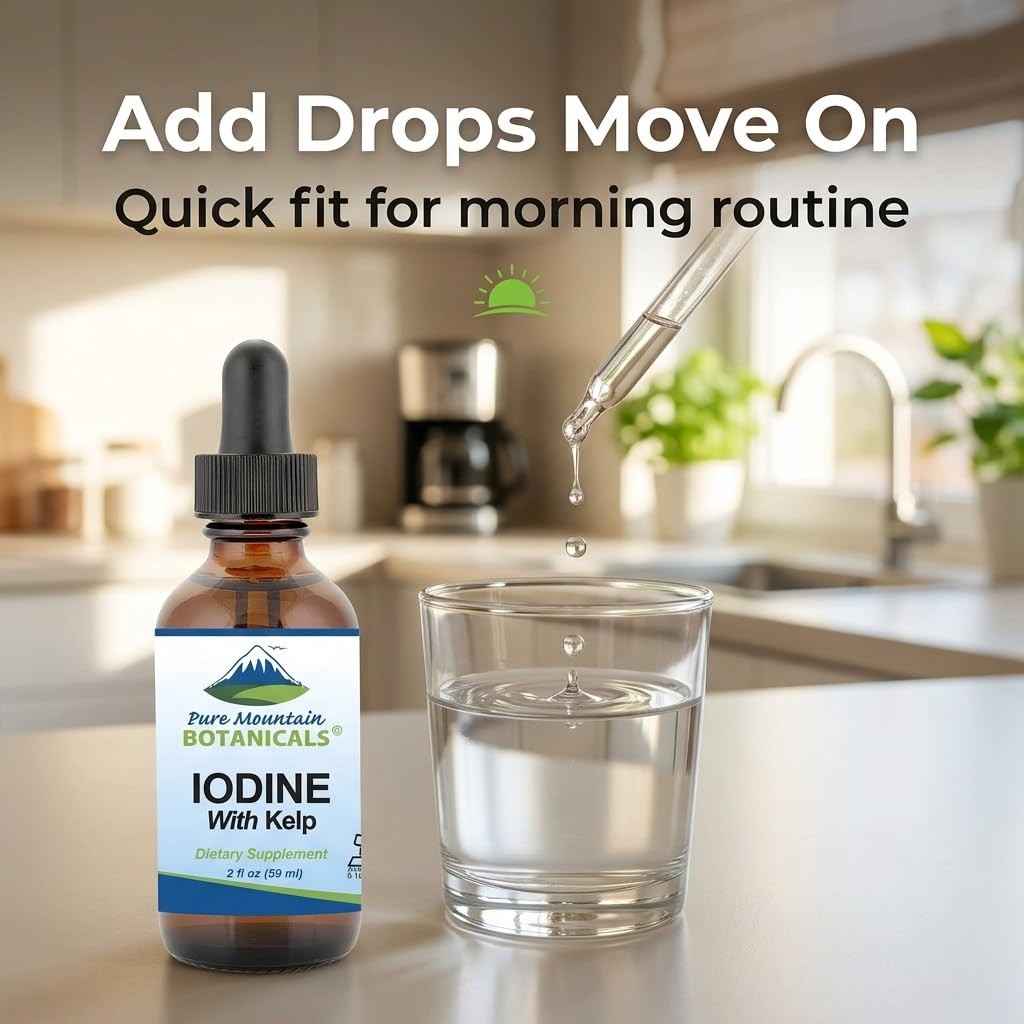 Liquid Iodine Drops 150 mcg – Iodine Supplement with Organic Kelp – 1300 Serving