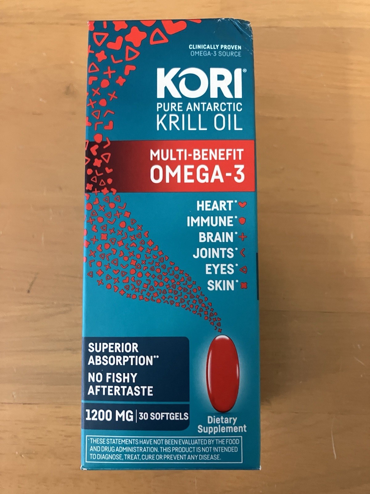 KORI pure Antarctic KRILL OIL 1200mg Omega-3 Multi Benefit 30 Ct. Exp. 04/2028