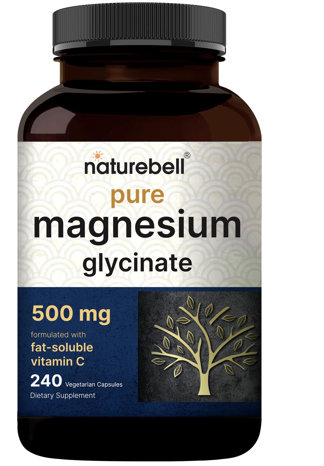 Naturebell Pure Magnesium Glycinate 500mg, 240 Veggie 240 Count (Pack of 1)