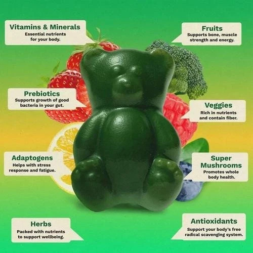 Multivitamin Gruns Vegetable Bears Gummies, Superfood Greens Blends Gummy