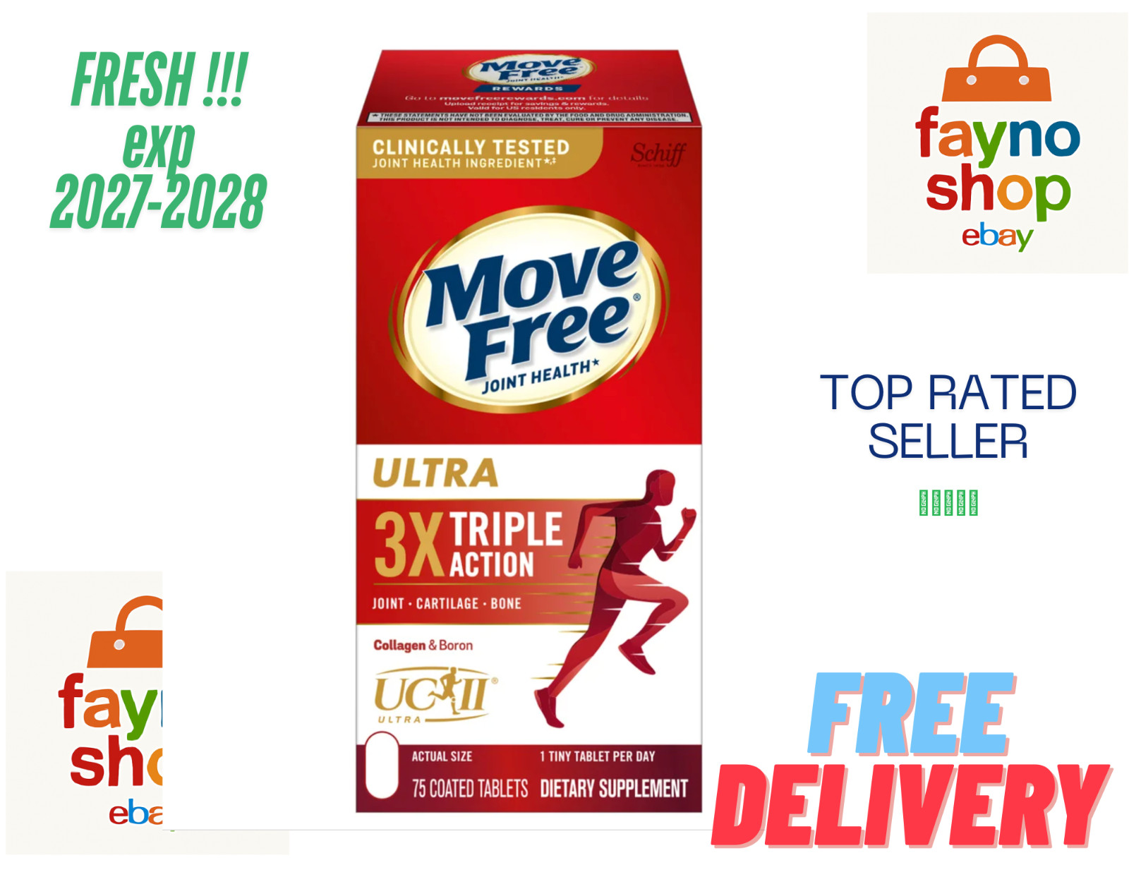 Schiff Move Free Ultra Triple-Action Tablets 75 Count NEW! FRESH! FAST SHIPING!